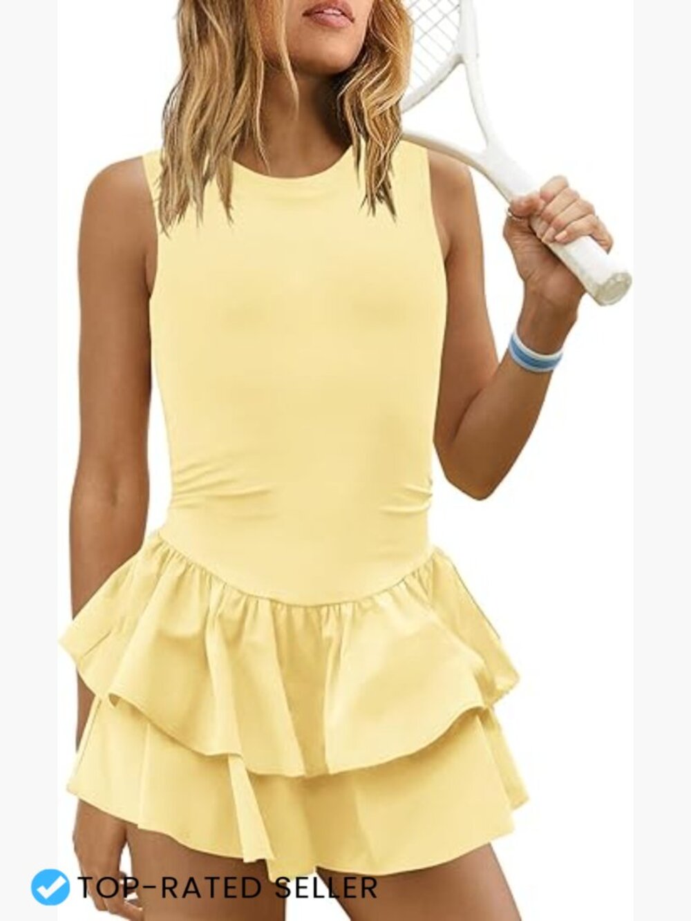 Tennis Dress With Built-In Shorts Backless Athletic Mini Dress Workout